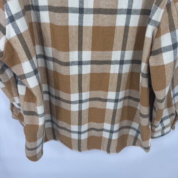 Members Mark Shacket Womens XXL Brown Gray Plaid Polyester Pockets - Picture 7 of 9